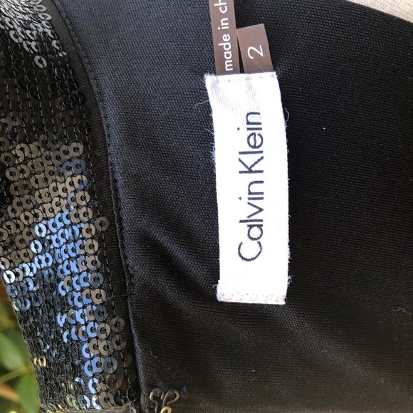 Calvin Klein Little Black Dress Sequined Peter Pan Collar Sheath Dress 2 - Picture 7 of 7